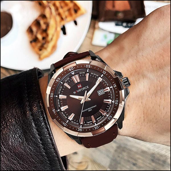 Sporty Brown Dial Men's Watch with Rose Gold Bezel