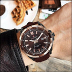 Sporty Brown Dial Men's Watch with Rose Gold Bezel
