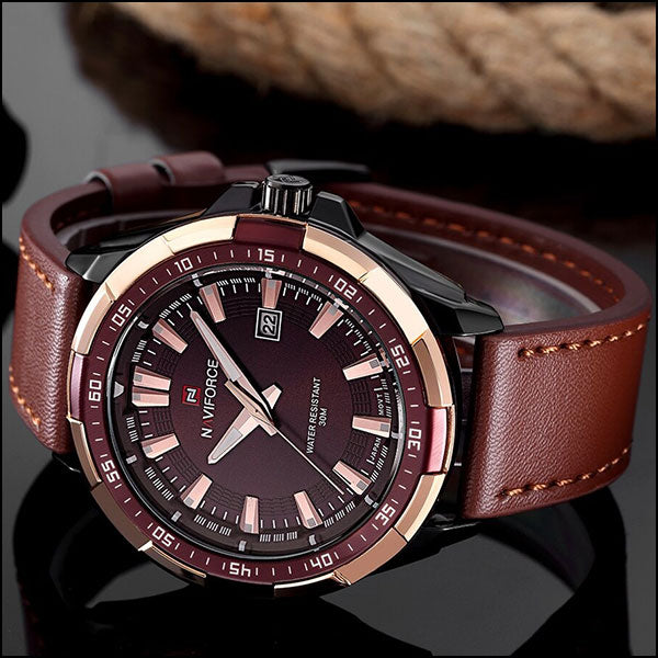 Sporty Brown Dial Men's Watch with Rose Gold Bezel