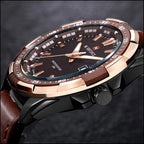 Sporty Brown Dial Men's Watch with Rose Gold Bezel