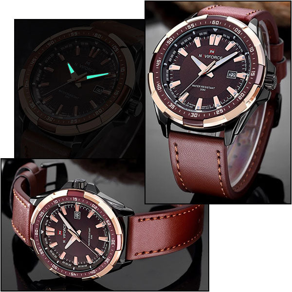 Sporty Brown Dial Men's Watch with Rose Gold Bezel