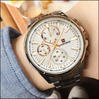 Men's Two-Tone Gold Chronograph Watch with White Dial