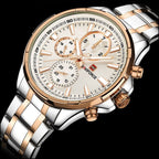Men's Two-Tone Gold Chronograph Watch with White Dial