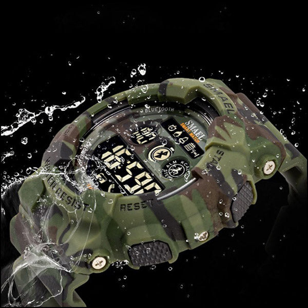 Rugged Green Camouflage Bluetooth Smart Watch