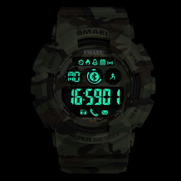 Rugged Green Camouflage Bluetooth Smart Watch