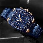 Men's Blue Chronograph Watch with Rose Gold Tone