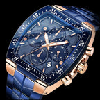 Men's Blue Chronograph Watch with Rose Gold Tone
