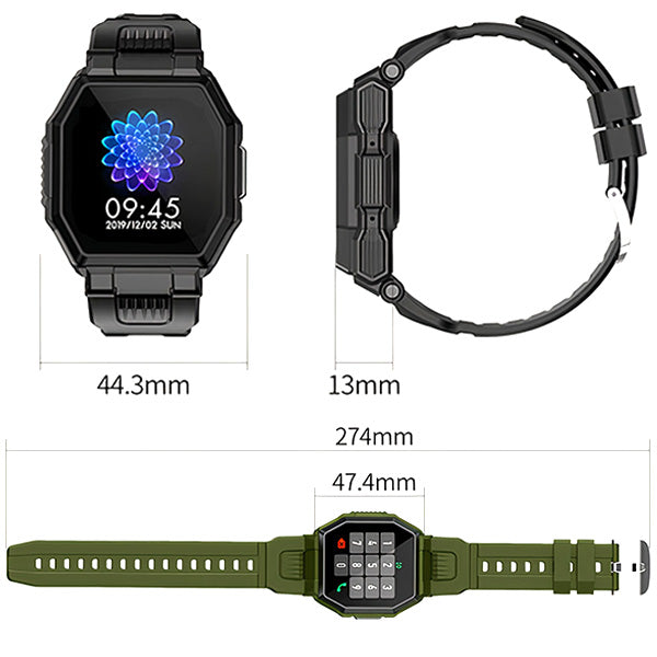 Rugged Olive Green Tactical Smartwatch