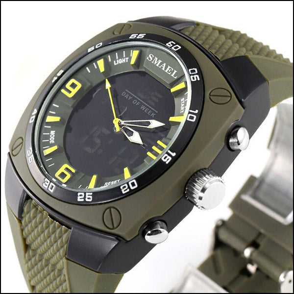Olive Green Digital Analog Sport Watch