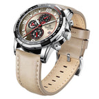 Men's Beige Leather Chronograph Watch with Champagne Dial
