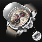 Men's Beige Leather Chronograph Watch with Champagne Dial