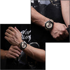 Men's Beige Leather Chronograph Watch with Champagne Dial