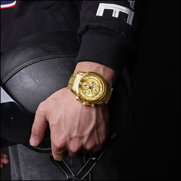 Men's Gold Tone Chronograph Watch with Date