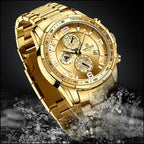 Men's Gold Tone Chronograph Watch with Date