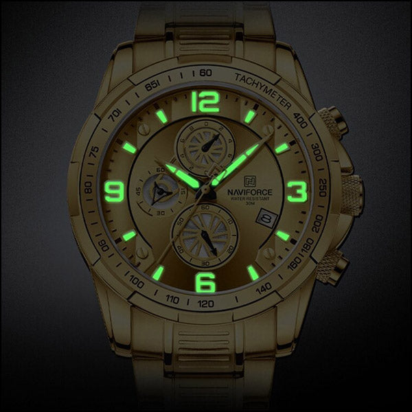 Men's Gold Tone Chronograph Watch with Date