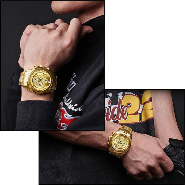 Men's Gold Tone Chronograph Watch with Date