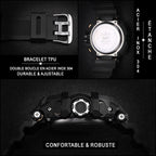 Men's Black and Gold-Tone Dual Display Sport Watch