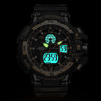 Men's Black and Gold-Tone Dual Display Sport Watch