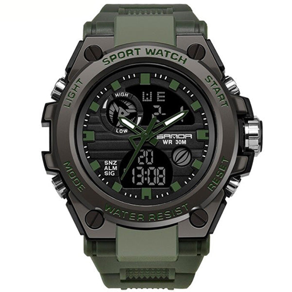 Men's Dark Gray Dual Display Water Resistant Sport Watch