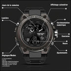 Men's Dark Gray Dual Display Water Resistant Sport Watch