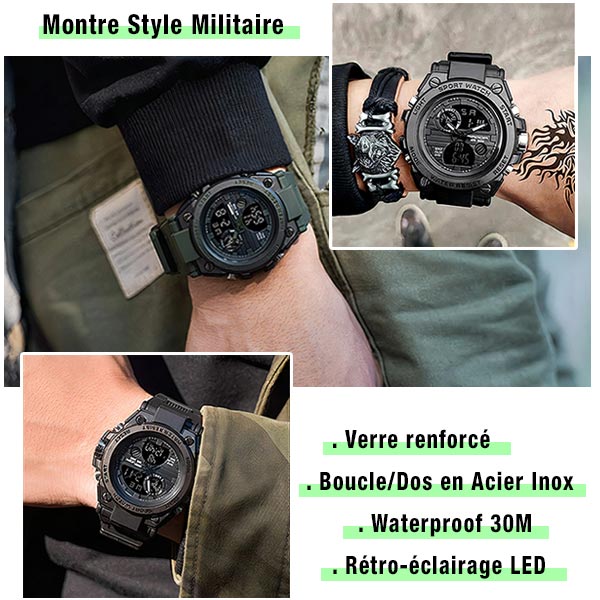 Men's Dark Gray Dual Display Water Resistant Sport Watch