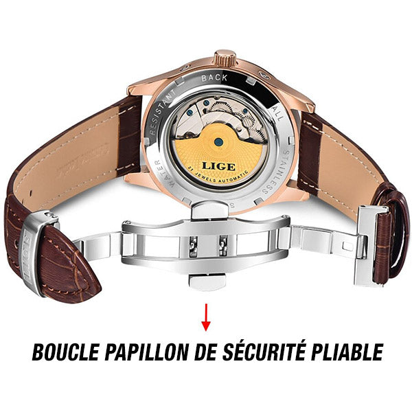 Men's Rose Gold Automatic Moon Phase Watch