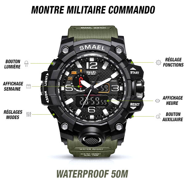 Men's Tactical Dual Display Sports Watch Olive Green