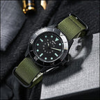 Tactical Field Watch with Black Case and Olive Strap