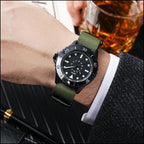 Tactical Field Watch with Black Case and Olive Strap