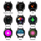 Rugged Black Fitness Smartwatch with Heart Rate