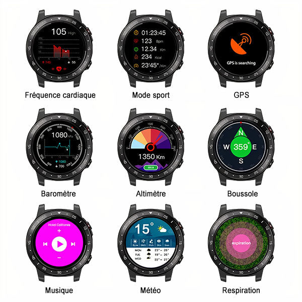 Rugged Black Fitness Smartwatch with Heart Rate