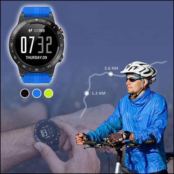 Rugged Black Fitness Smartwatch with Heart Rate