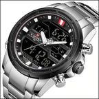 Naviforce Men's Dual Display Stainless Steel Watch