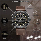 Men's Rugged Dual Display Watch Black Gold