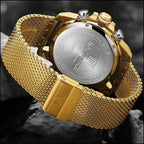 Men's Gold Mesh Dual Display Sport Watch