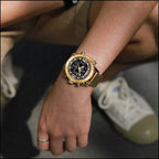 Men's Gold Mesh Dual Display Sport Watch