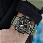 Men's Olive Green Digital Analog Dual Time Sport Watch