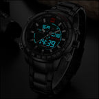 Men's Silver Stainless Steel Dual Display Tachymeter Watch