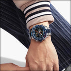 Men's Royal Blue Stainless Steel Dual Display Watch