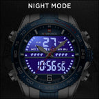 Men's Royal Blue Stainless Steel Dual Display Watch