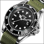 Men's Military Style Diver Watch with Olive Green Strap