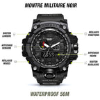 Men's Black Tactical Digital Analog Sport Watch