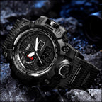 Men's Black Tactical Digital Analog Sport Watch