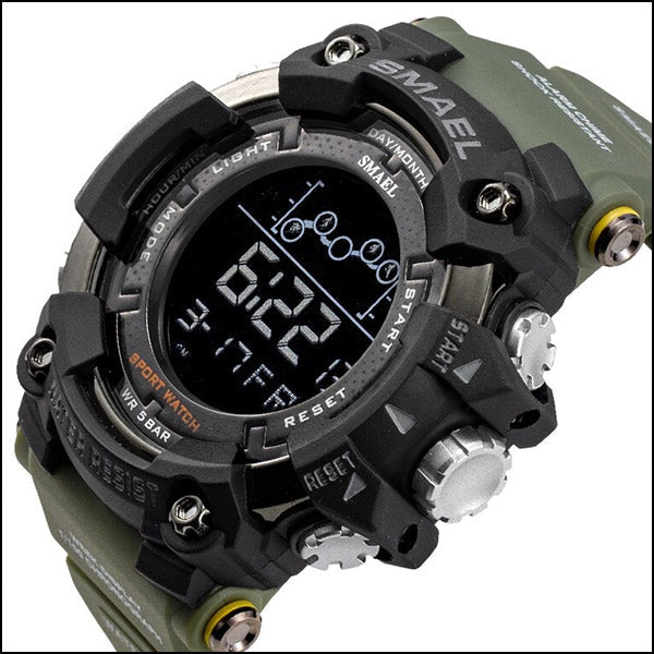 Men's Tactical Olive Green Digital Sport Watch