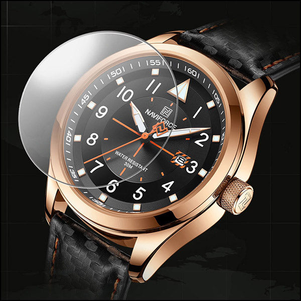 Rose Gold Tone Men's Watch with Carbon Fiber Strap