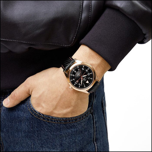 Rose Gold Tone Men's Watch with Carbon Fiber Strap