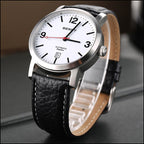 Automatic Men's Watch with White Dial and Black Strap