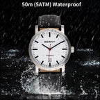 Automatic Men's Watch with White Dial and Black Strap