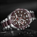 Men's Brown Carbon Fiber Dial Two-Tone Chronograph Watch