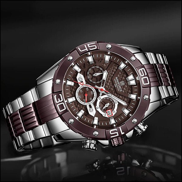 Men's Brown Carbon Fiber Dial Two-Tone Chronograph Watch